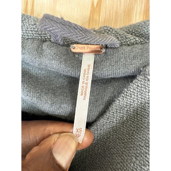 Free People Grunge Gray Double Layer 2-Fer Jacket Coat Snap Zip Pockets Size XS - Picture 9 of 11